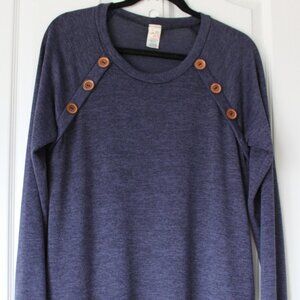 NWOT 7th Ray Heathered Blue Knit Tunic Dress Button Detail Size M